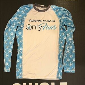 Blue and White Men's Jiu-Jitsu Rash Guard. Open Mat Special